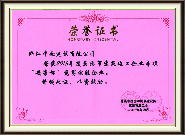 2015年度安康杯优胜企业